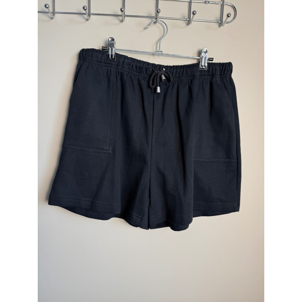 Algonquin Womens Black Knit Drawstring Casual Shorts L Comfort Vintage 90s Basic